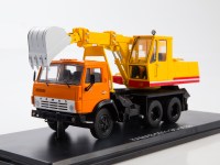 Масштабная модель 1:43 Экскаватор-планировщик ЭО-3532 на шасси КамАЗ-5511, оранжевый, желтый (SSM)